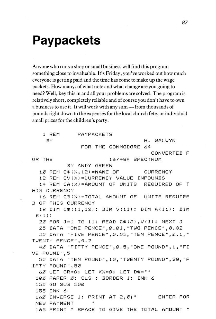 60 Programs For The Sinclair ZX Spectrum - Page 87