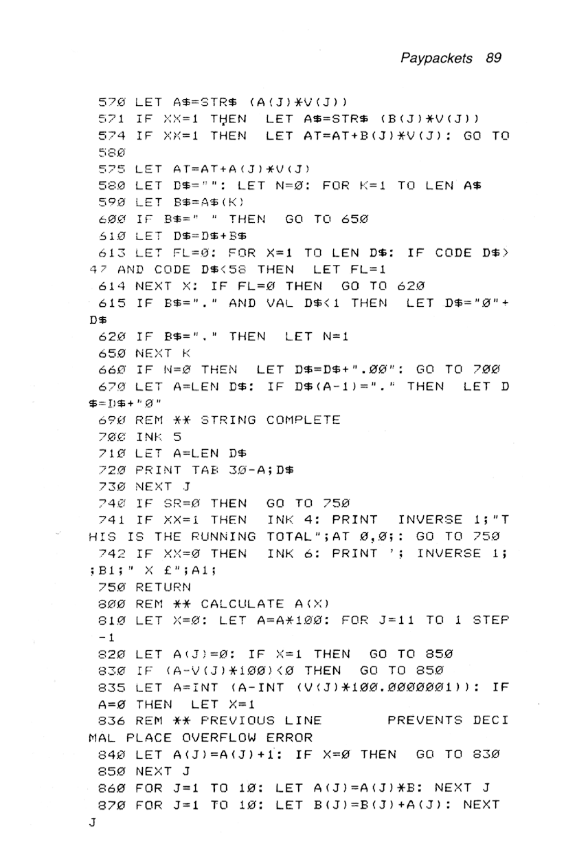 60 Programs For The Sinclair ZX Spectrum - Page 89