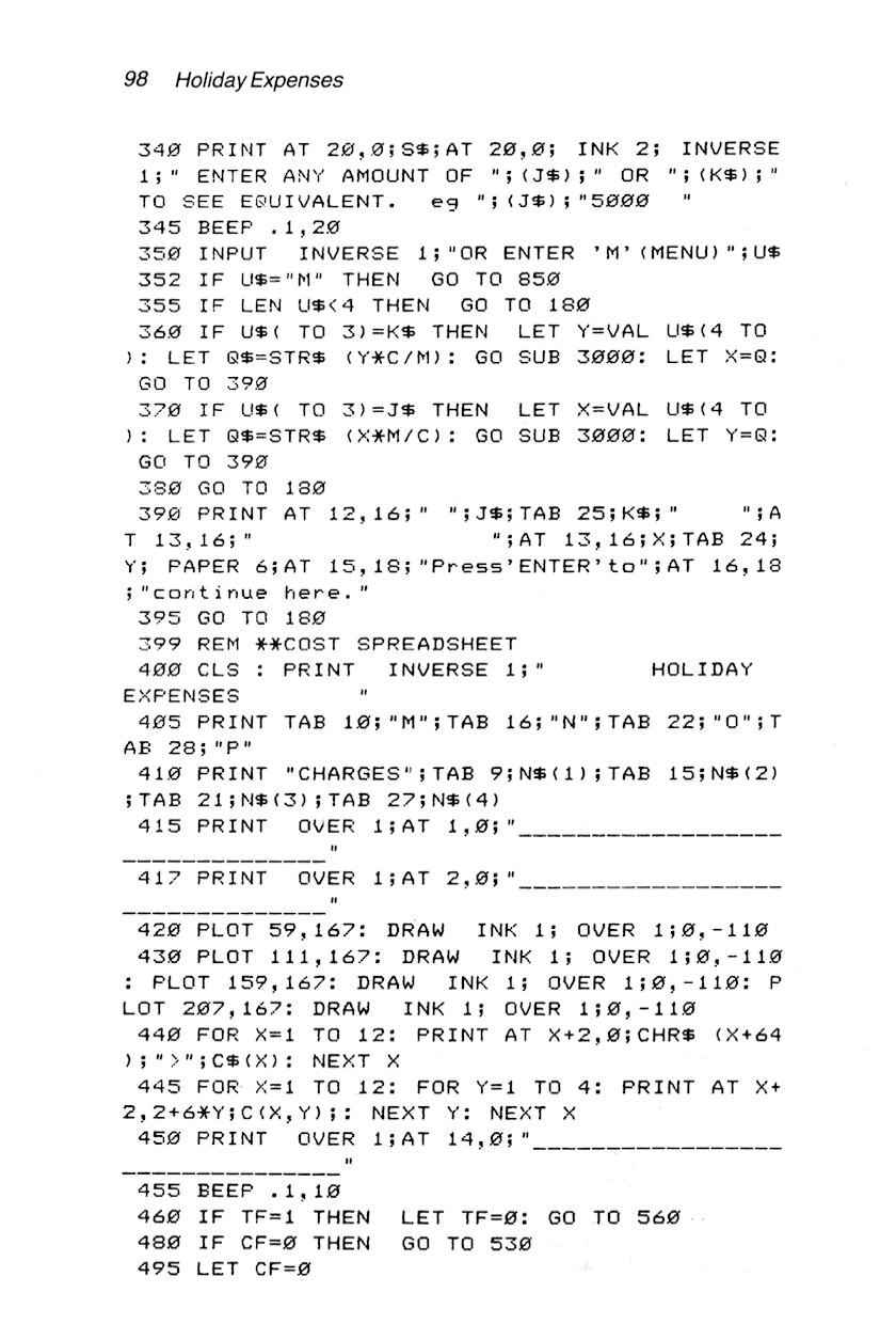 60 Programs For The Sinclair ZX Spectrum - Page 98
