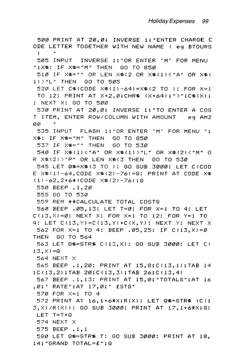 60 Programs For The Sinclair ZX Spectrum - Page 99