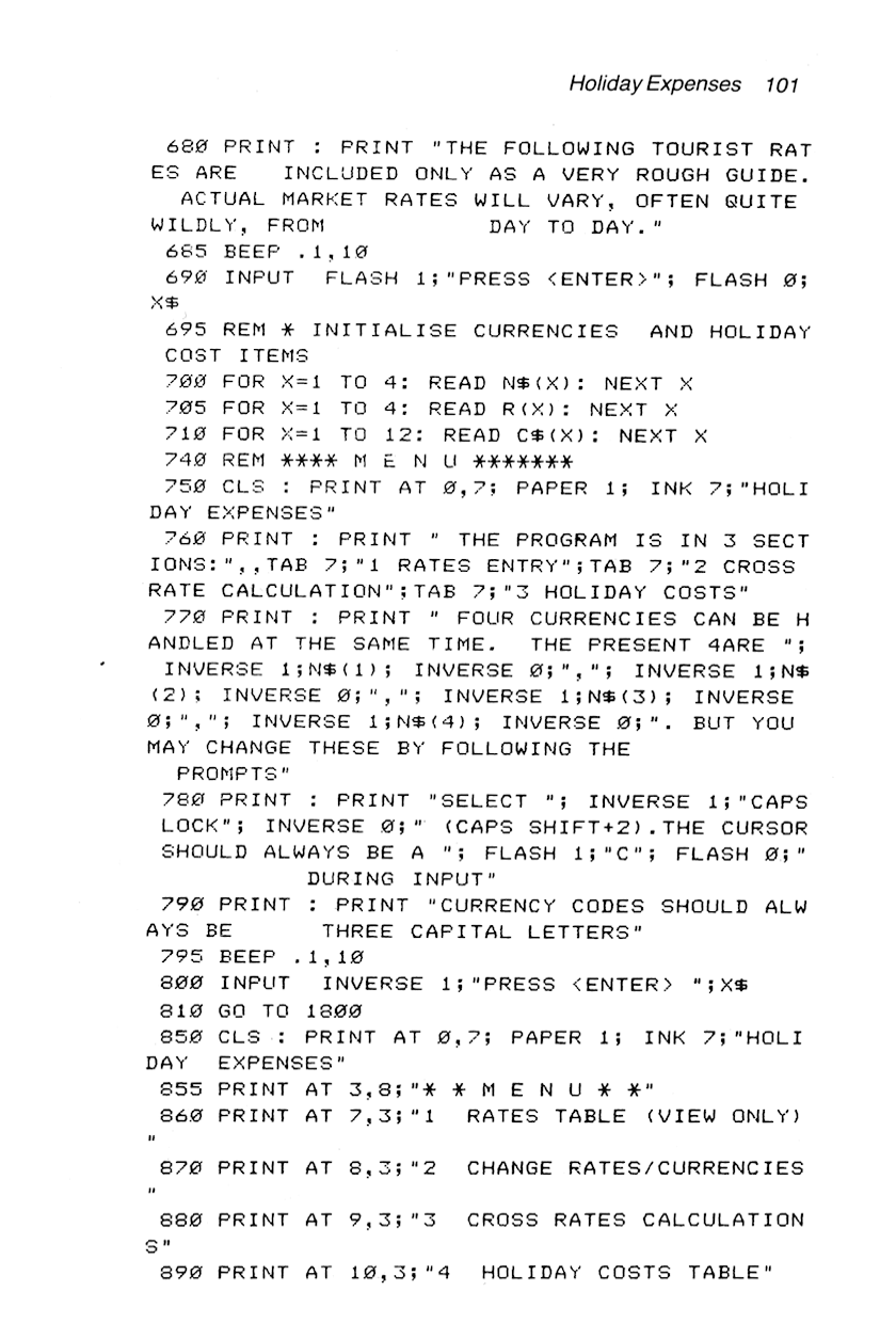 60 Programs For The Sinclair ZX Spectrum - Page 101