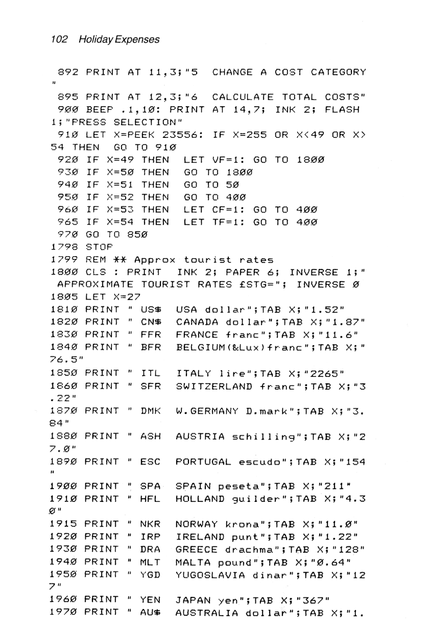 60 Programs For The Sinclair ZX Spectrum - Page 102