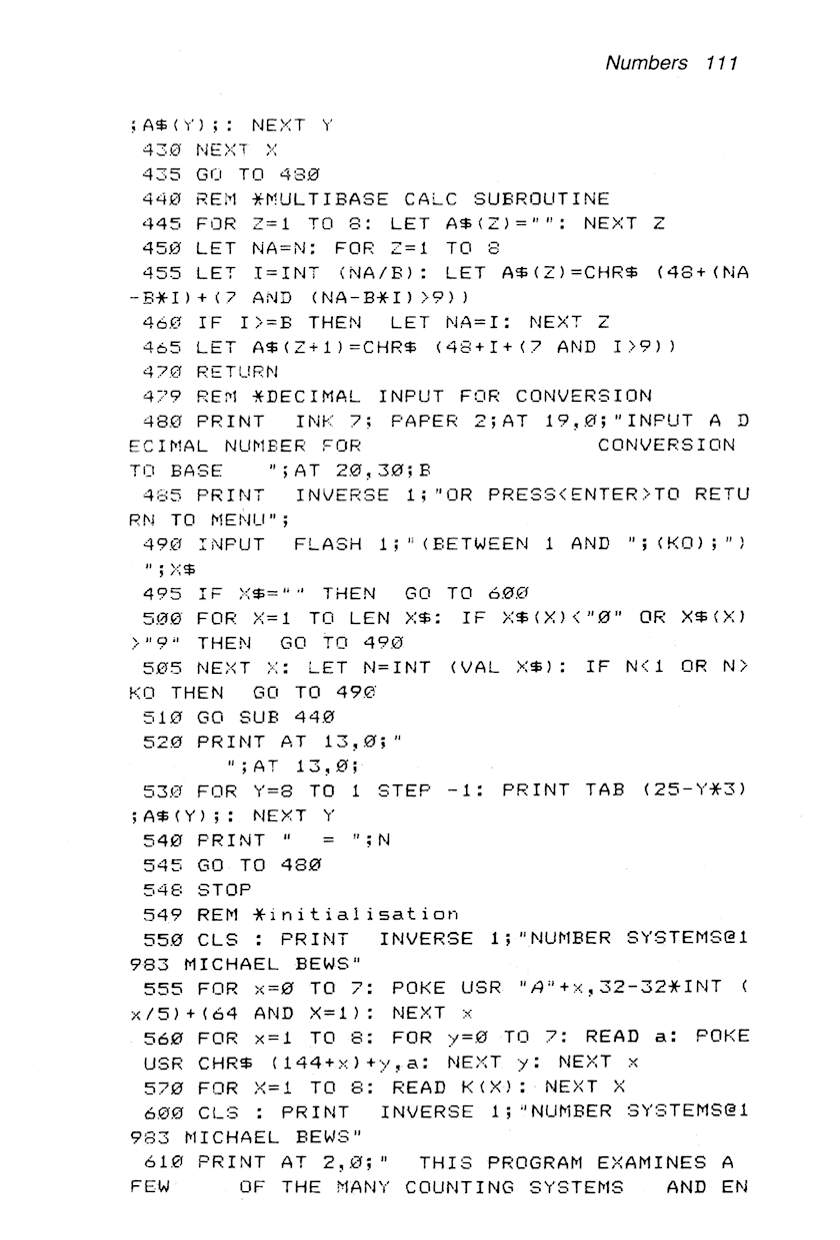 60 Programs For The Sinclair ZX Spectrum - Page 111