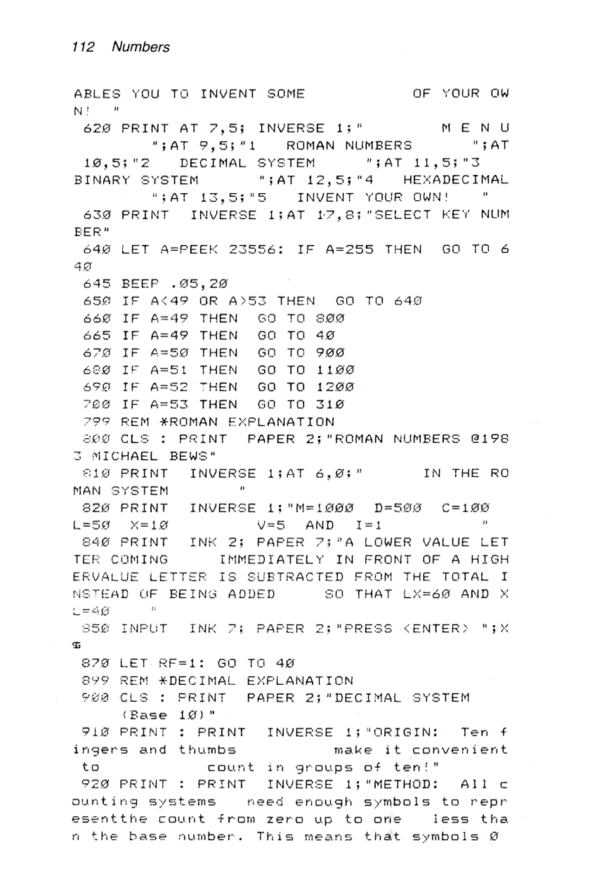 60 Programs For The Sinclair ZX Spectrum - Page 112