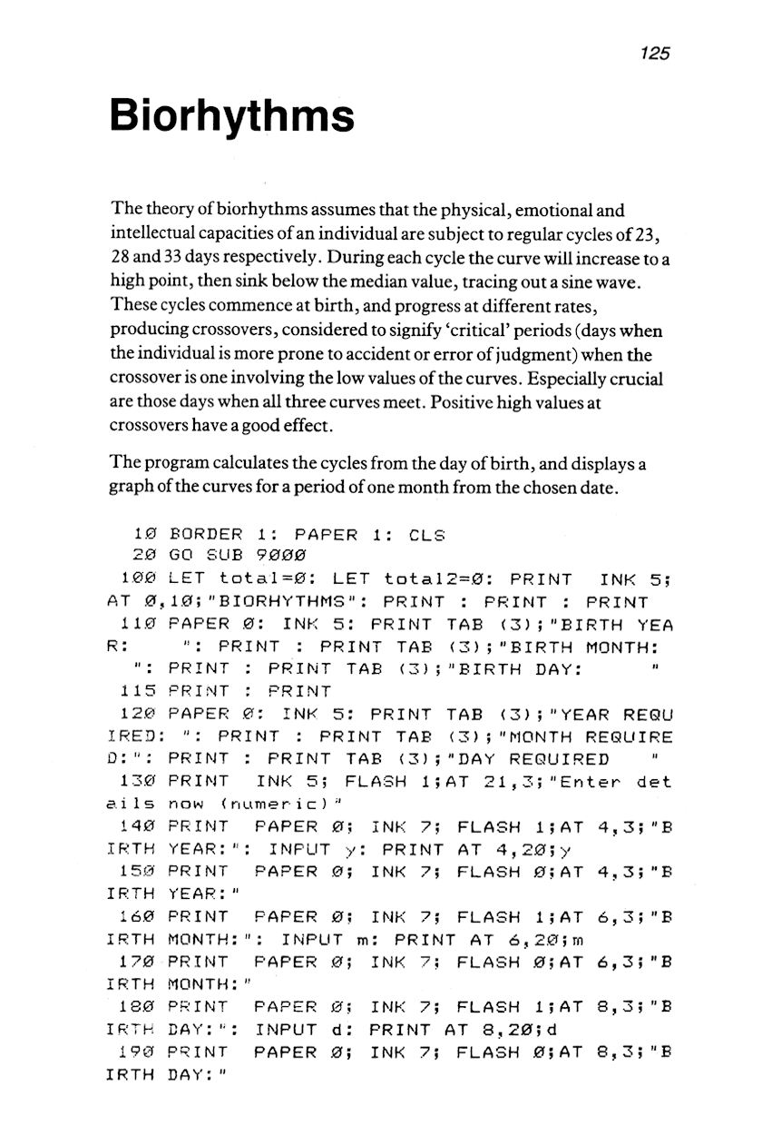 60 Programs For The Sinclair ZX Spectrum - Page 125