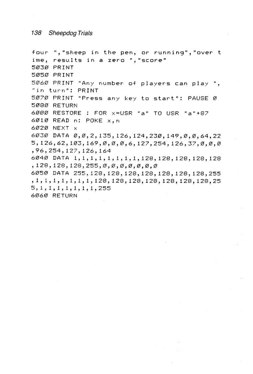 60 Programs For The Sinclair ZX Spectrum - Page 138