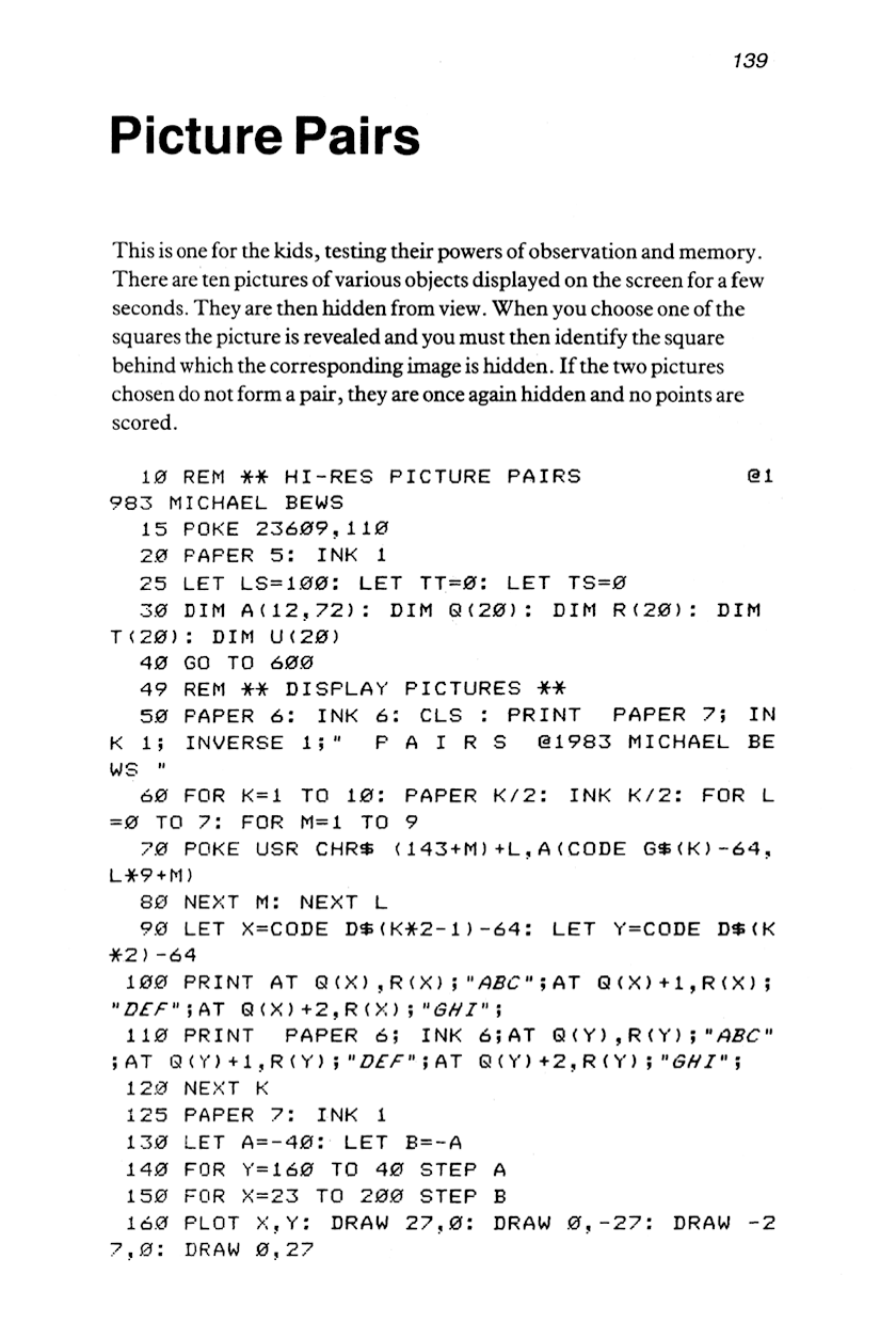 60 Programs For The Sinclair ZX Spectrum - Page 139