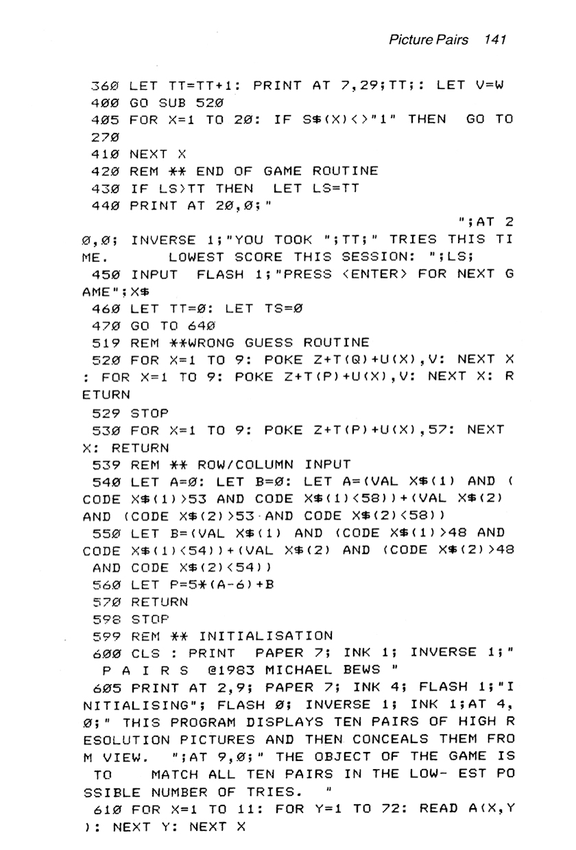 60 Programs For The Sinclair ZX Spectrum - Page 141