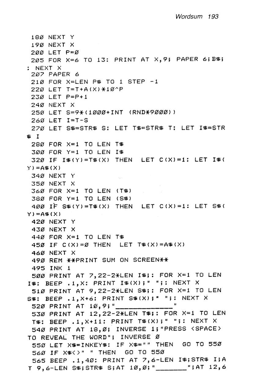 60 Programs For The Sinclair ZX Spectrum - Page 193