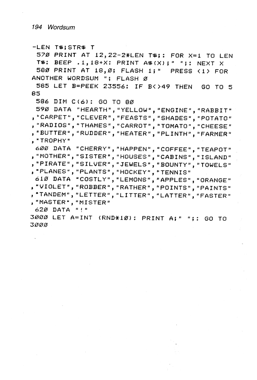 60 Programs For The Sinclair ZX Spectrum - Page 194