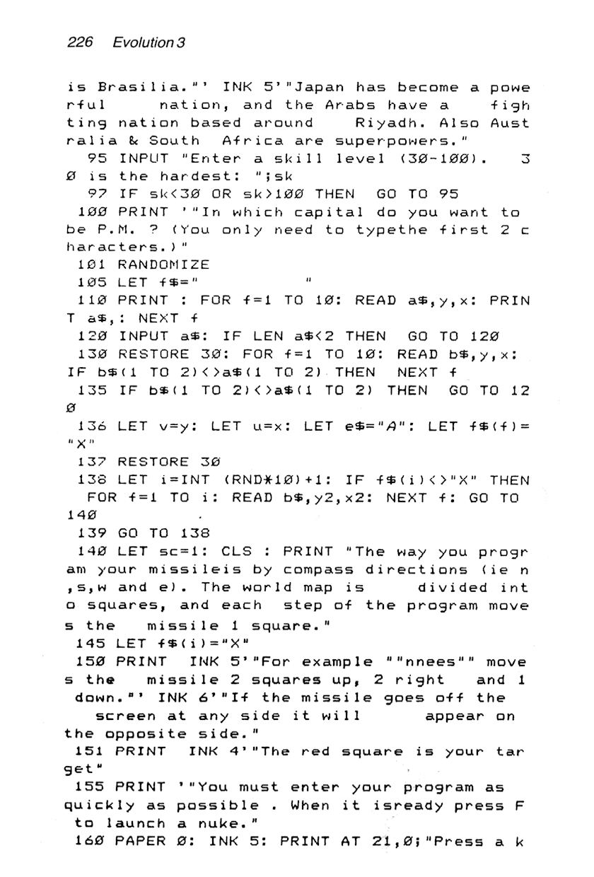 60 Programs For The Sinclair ZX Spectrum - Page 226