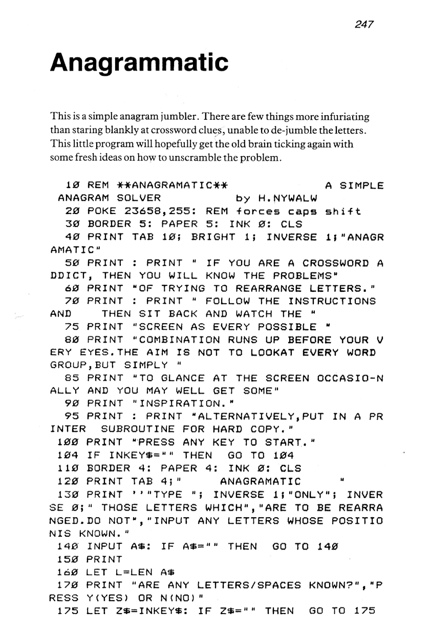 60 Programs For The Sinclair ZX Spectrum - Page 247