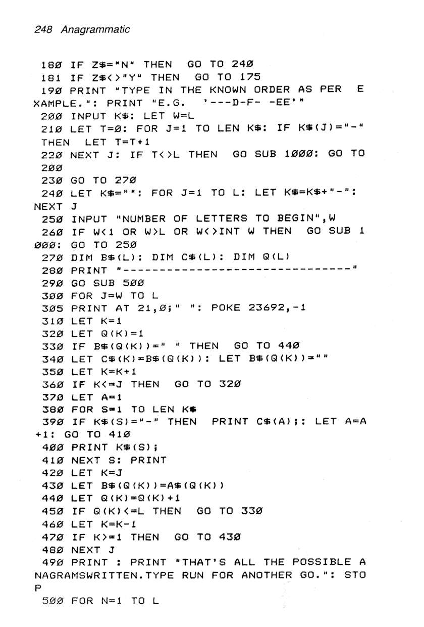 60 Programs For The Sinclair ZX Spectrum - Page 248