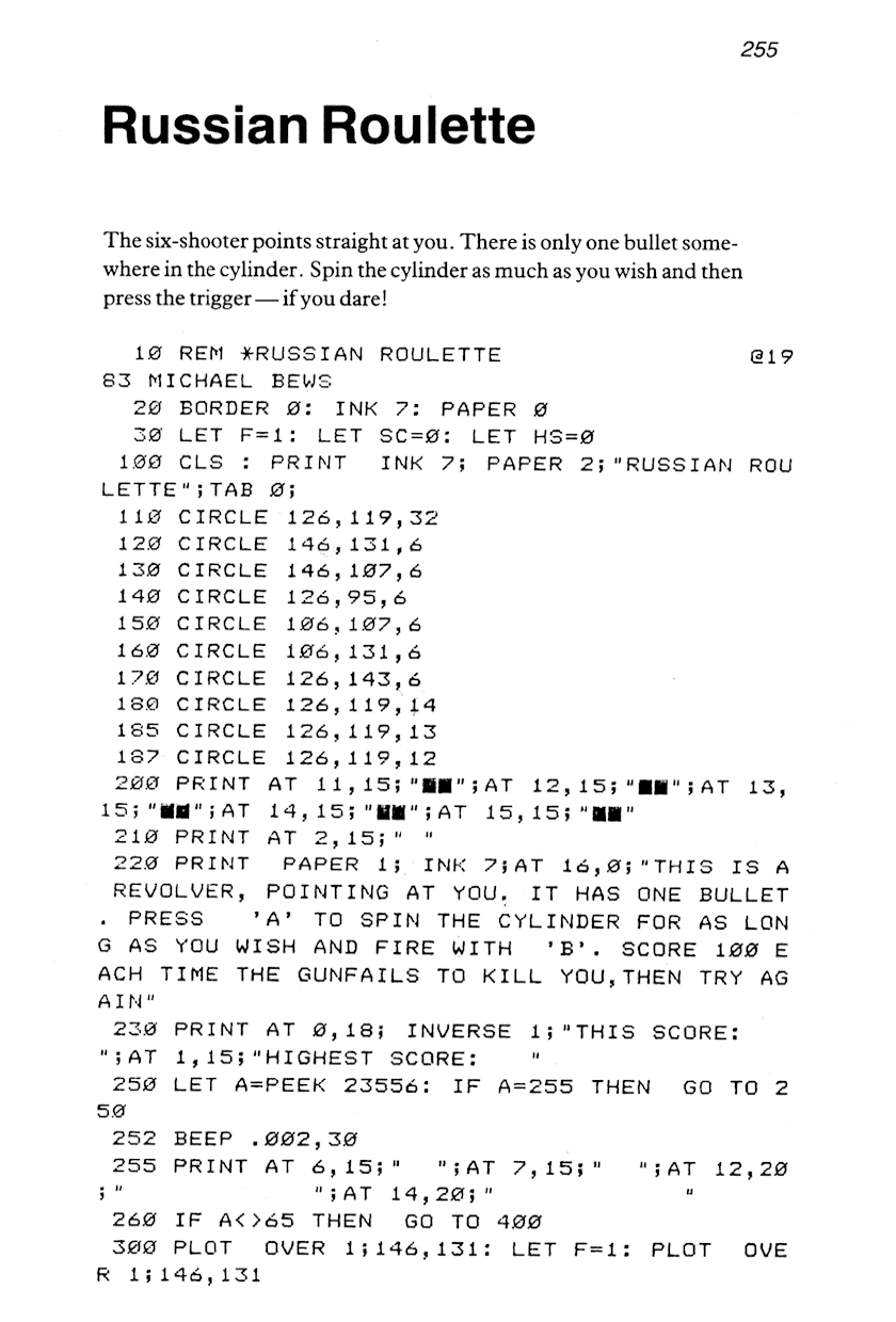 60 Programs For The Sinclair ZX Spectrum - Page 255