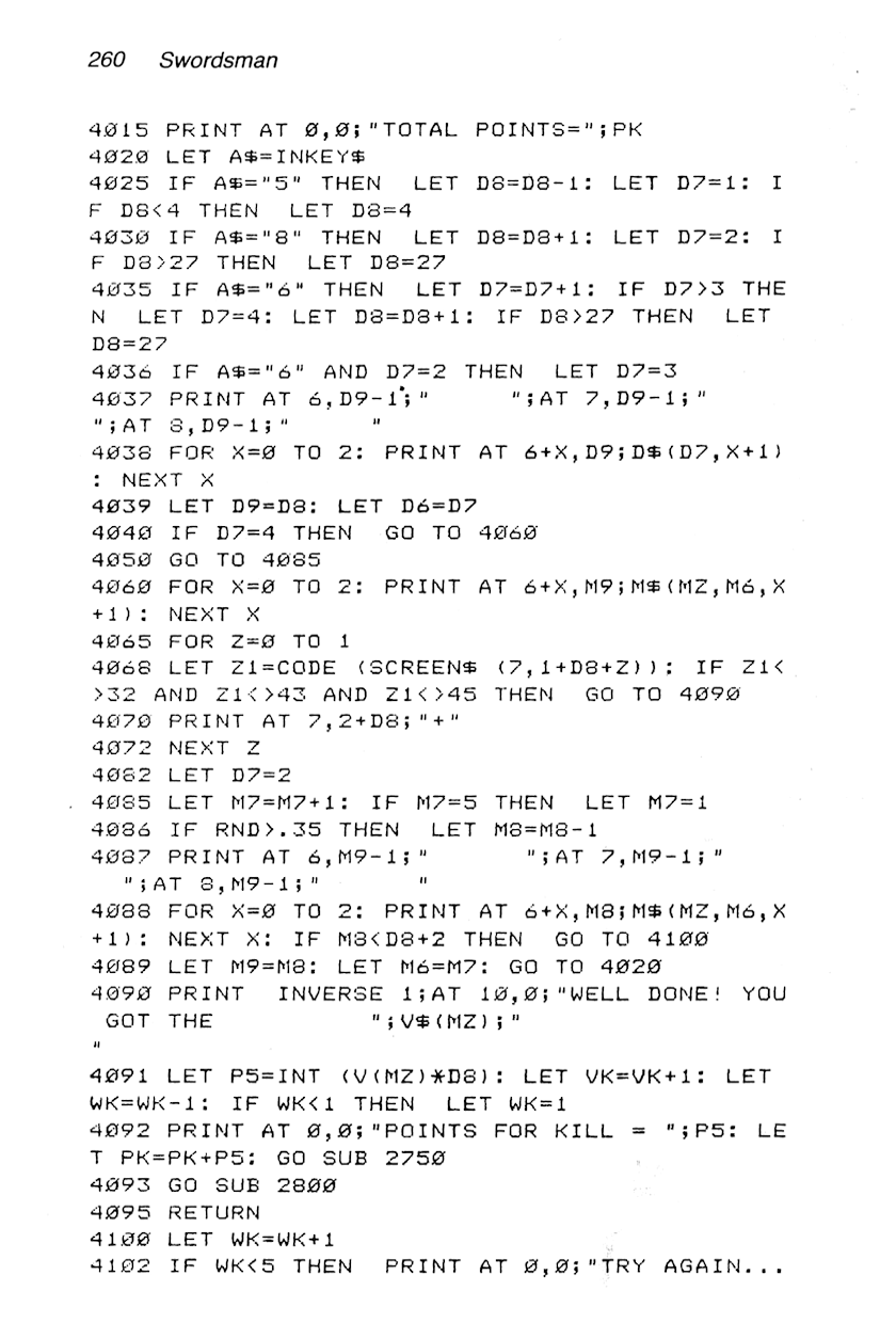 60 Programs For The Sinclair ZX Spectrum - Page 260