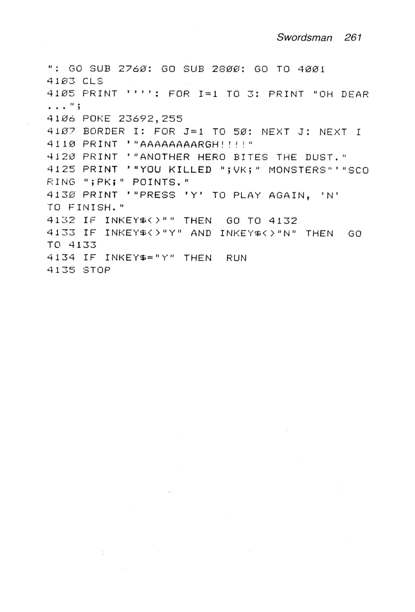 60 Programs For The Sinclair ZX Spectrum - Page 261