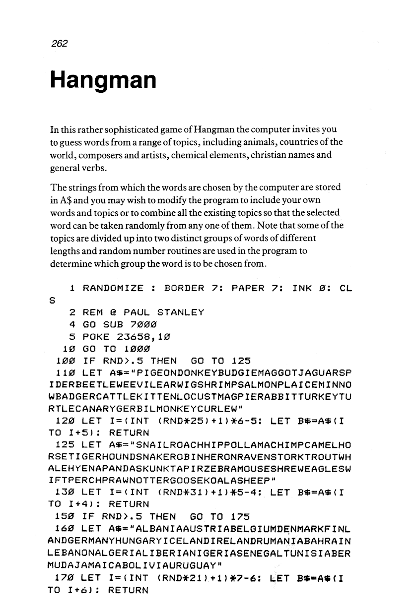 60 Programs For The Sinclair ZX Spectrum - Page 262