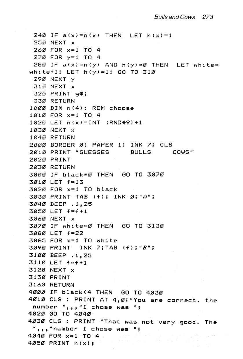 60 Programs For The Sinclair ZX Spectrum - Page 273