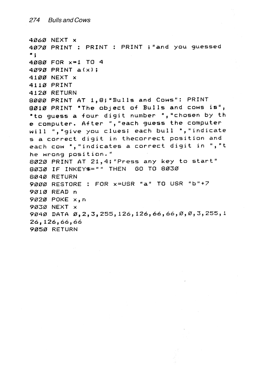 60 Programs For The Sinclair ZX Spectrum - Page 274