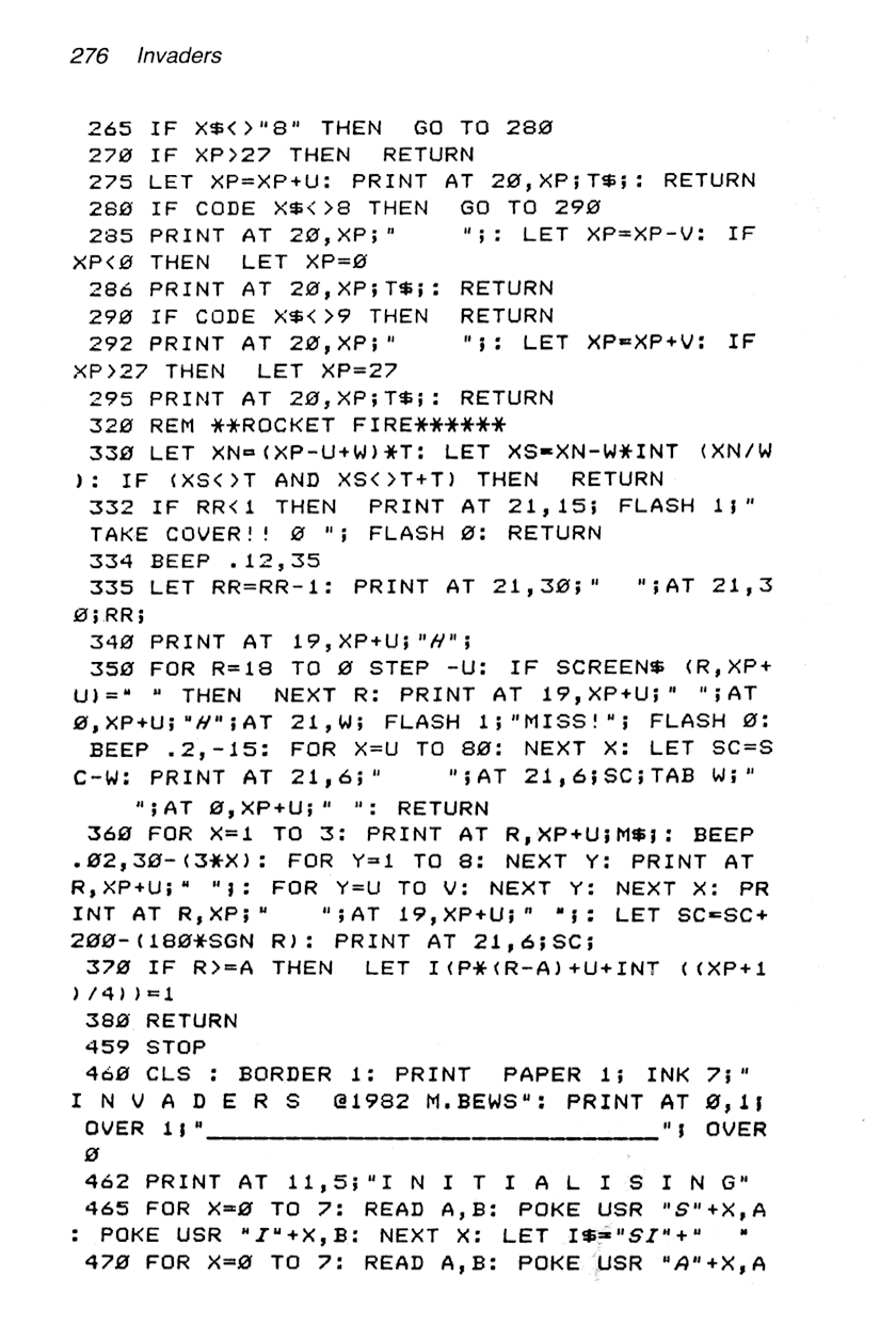 60 Programs For The Sinclair ZX Spectrum - Page 276