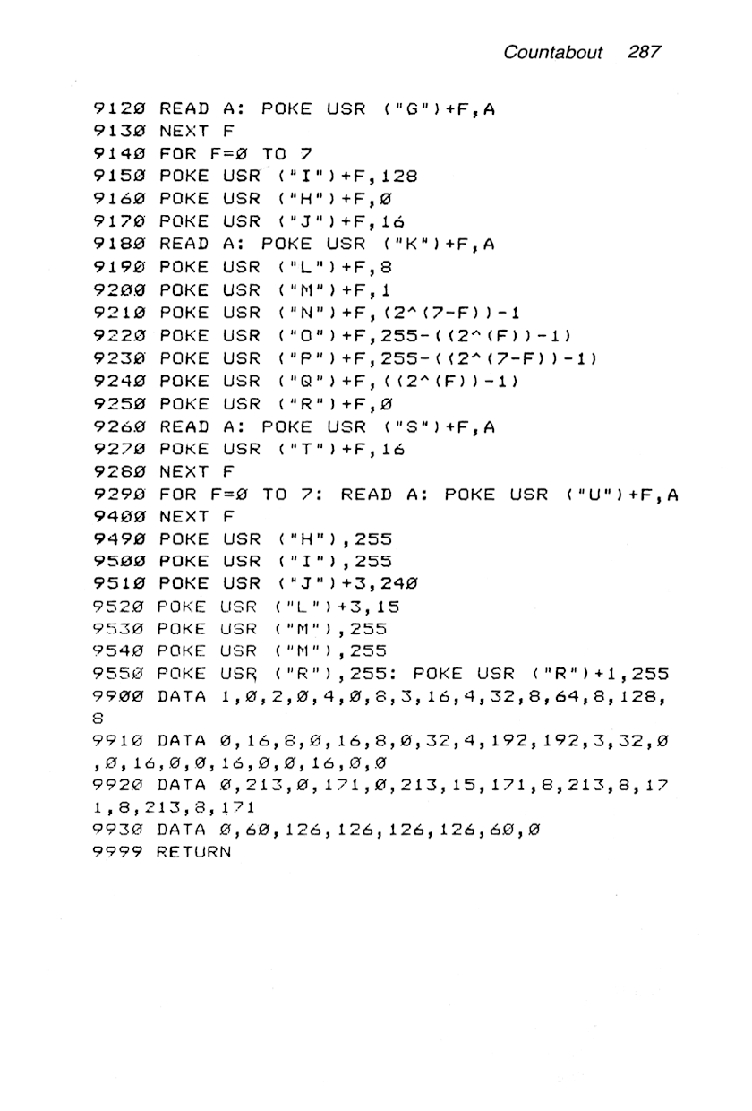 60 Programs For The Sinclair ZX Spectrum - Page 287