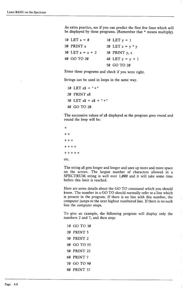 Learn BASIC on the Spectrum - Chapter 4.8