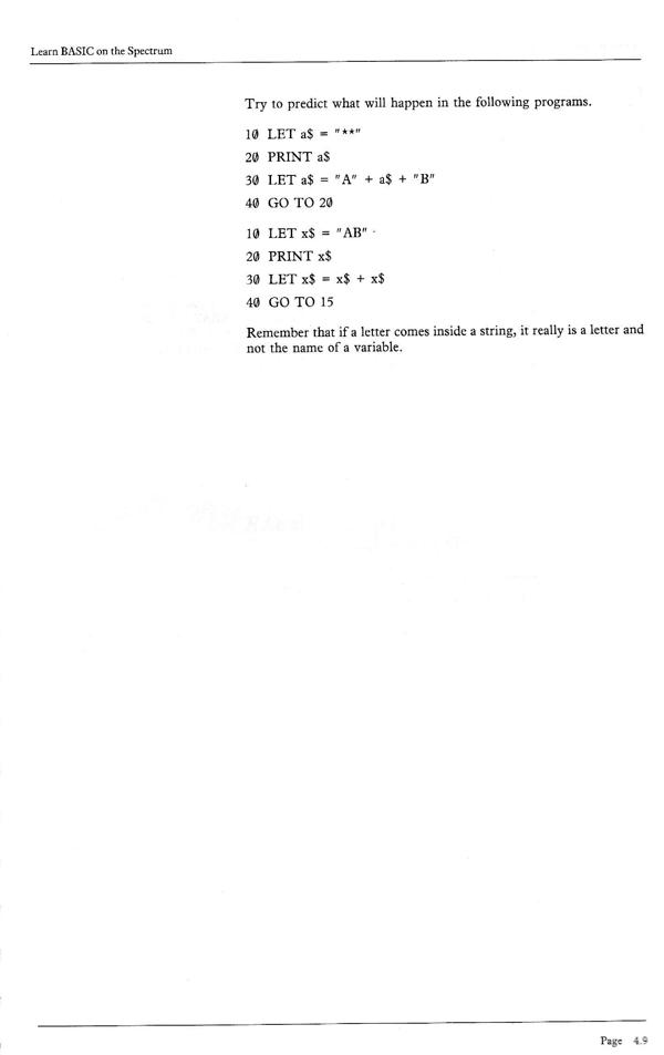 Learn BASIC on the Spectrum - Chapter 4.9