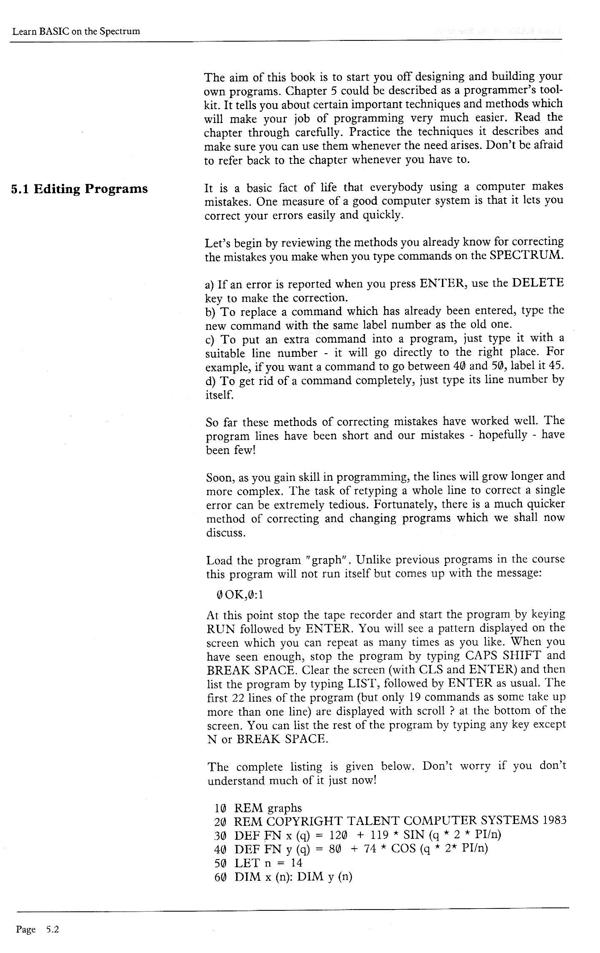 Learn BASIC on the Spectrum - Chapter 5.2