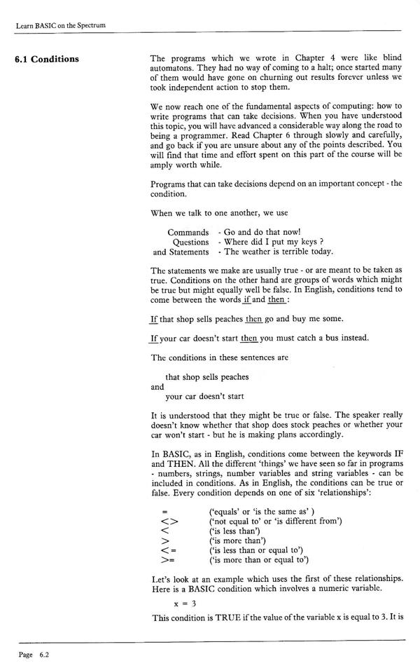 Learn BASIC on the Spectrum - Chapter 6.2