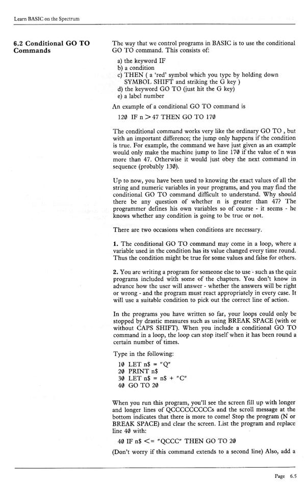 Learn BASIC on the Spectrum - Chapter 6.5