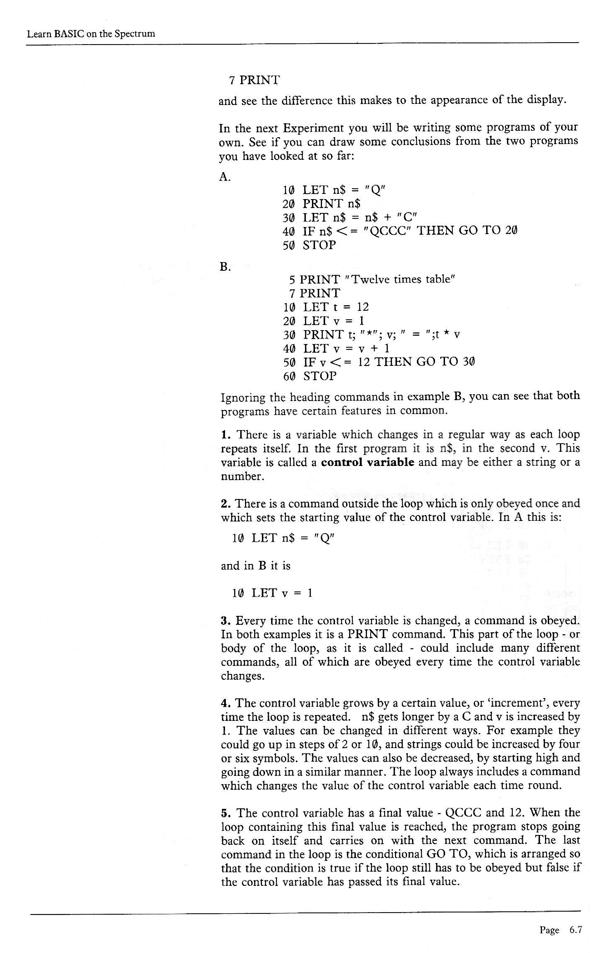 Learn BASIC on the Spectrum - Chapter 6.7