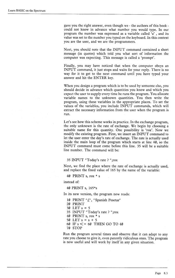 Learn BASIC on the Spectrum - Chapter 8.3