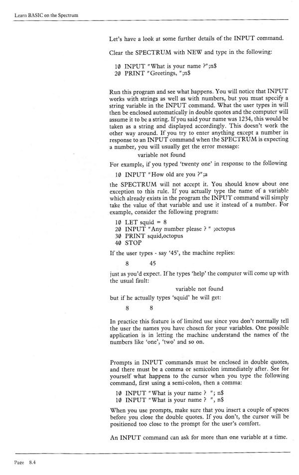 Learn BASIC on the Spectrum - Chapter 8.4