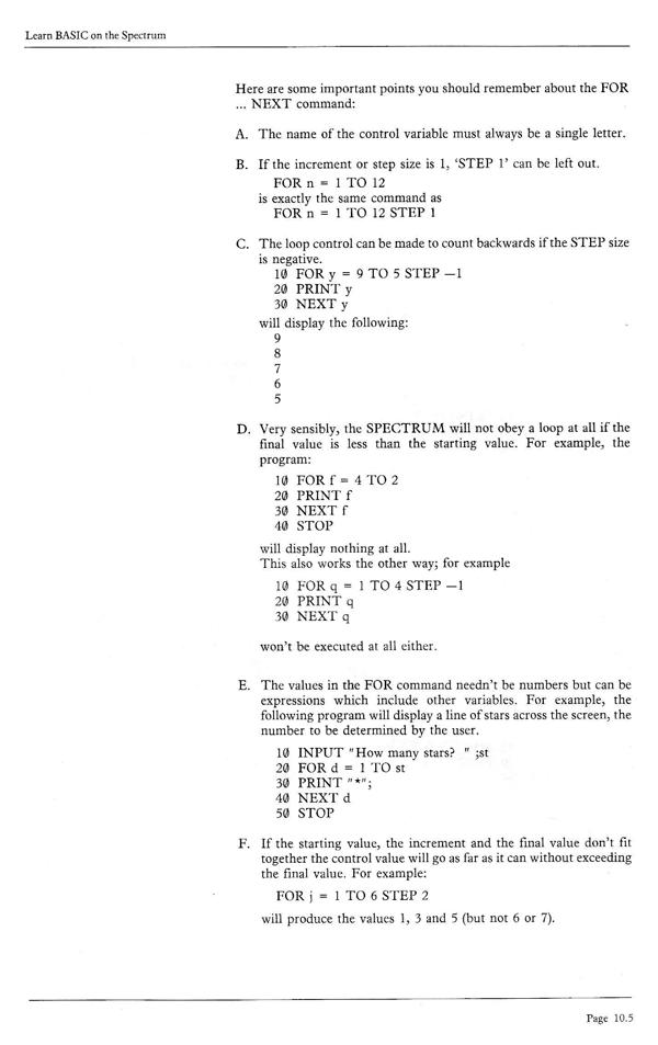 Learn BASIC on the Spectrum - Chapter 10.5