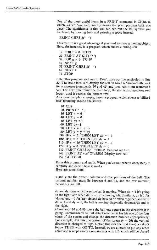 Learn BASIC on the Spectrum - Chapter 14.7