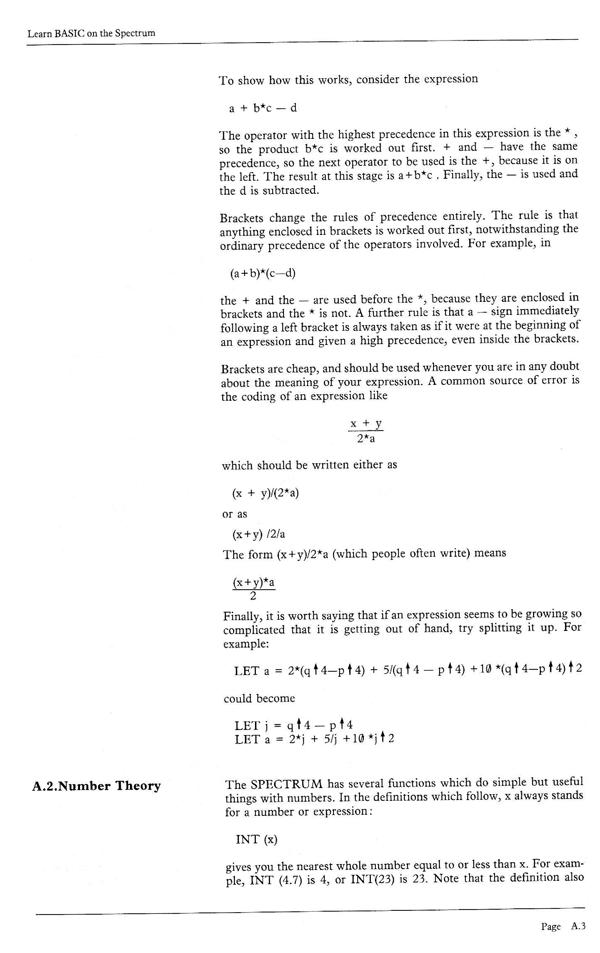 Learn BASIC on the Spectrum - Appendix A.3