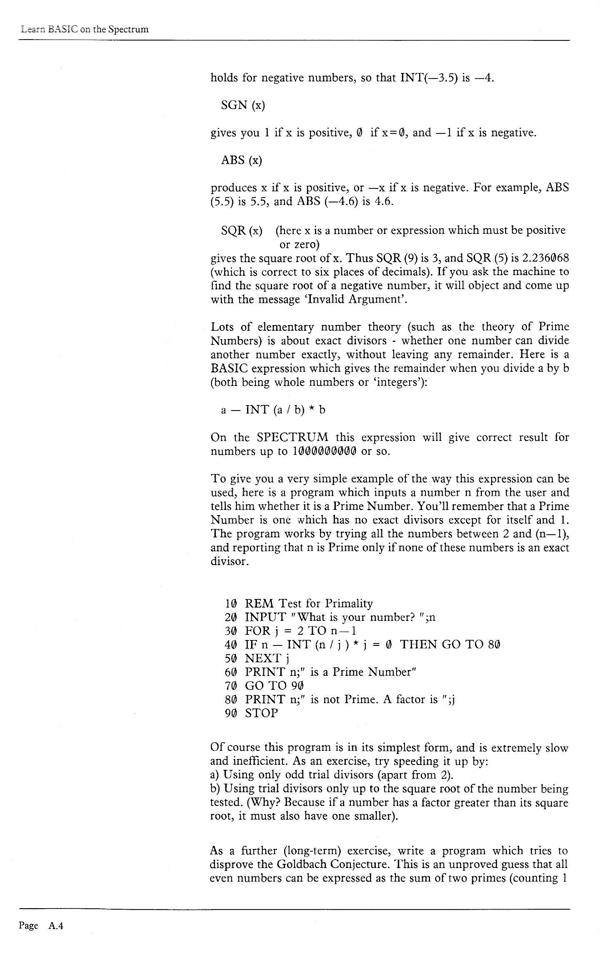 Learn BASIC on the Spectrum - Appendix A.4