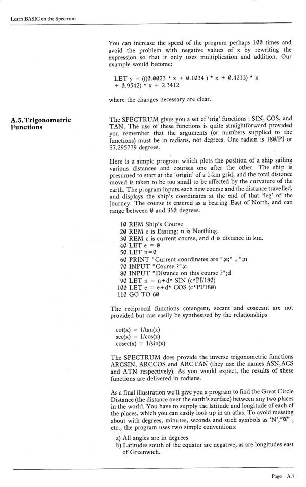 Learn BASIC on the Spectrum - Appendix A.7