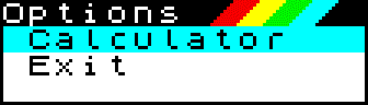 Calculator options menu screenshot, 1565 bytes